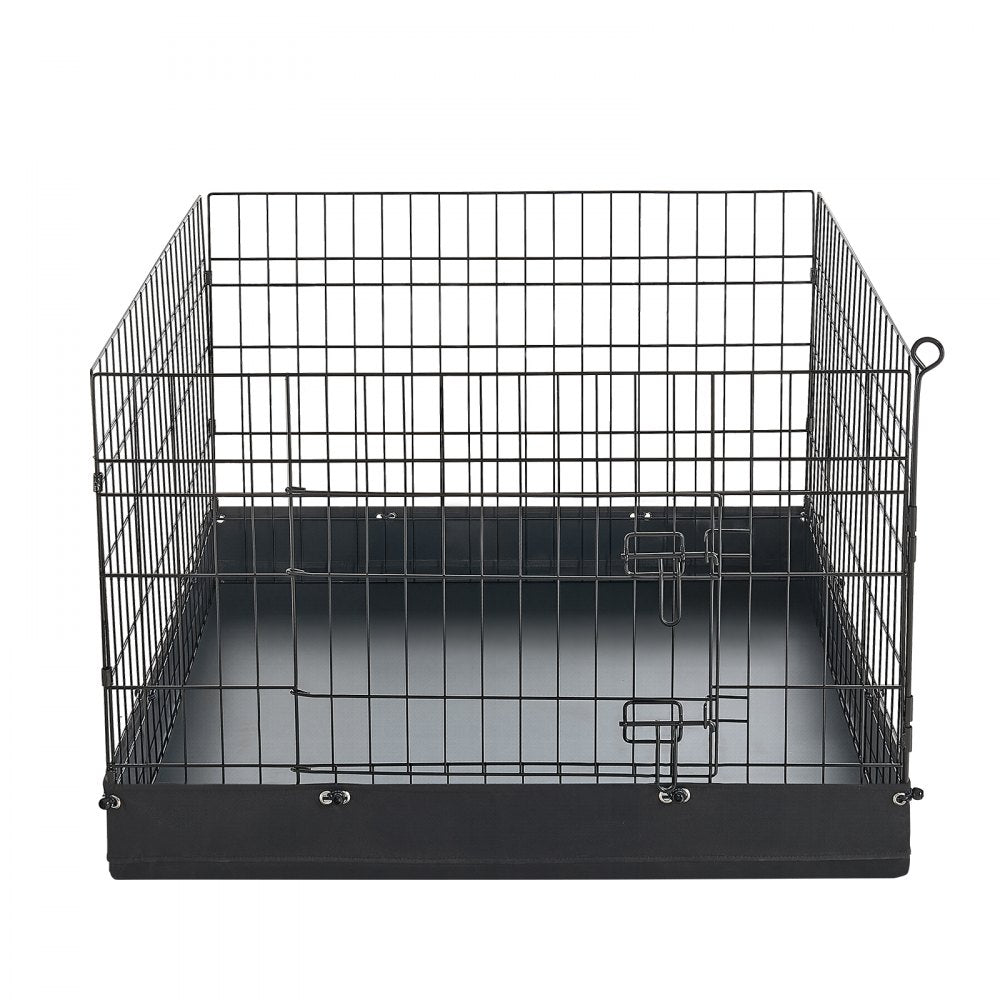 VEVOR Dog Playpen 24 Inch 4 Panels Foldable Exercise Pen with Bottom Pad, Indoor Metal Pet Fence with Door, Heavy Duty Puppy Crate Kennel, Pet Playpen for Dogs, Cats, and Other Small Animals, Black