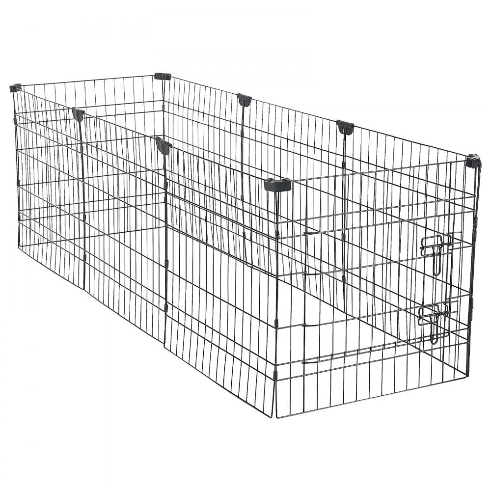 VEVOR Dog Playpen 24 Inch 8 Panels Foldable Exercise Pen with Top Cover, Indoor Metal Pet Fence with Door, Heavy Duty Puppy Crate Kennel, Pet Playpen for Dogs, Cats, and Other Small Animals, Black