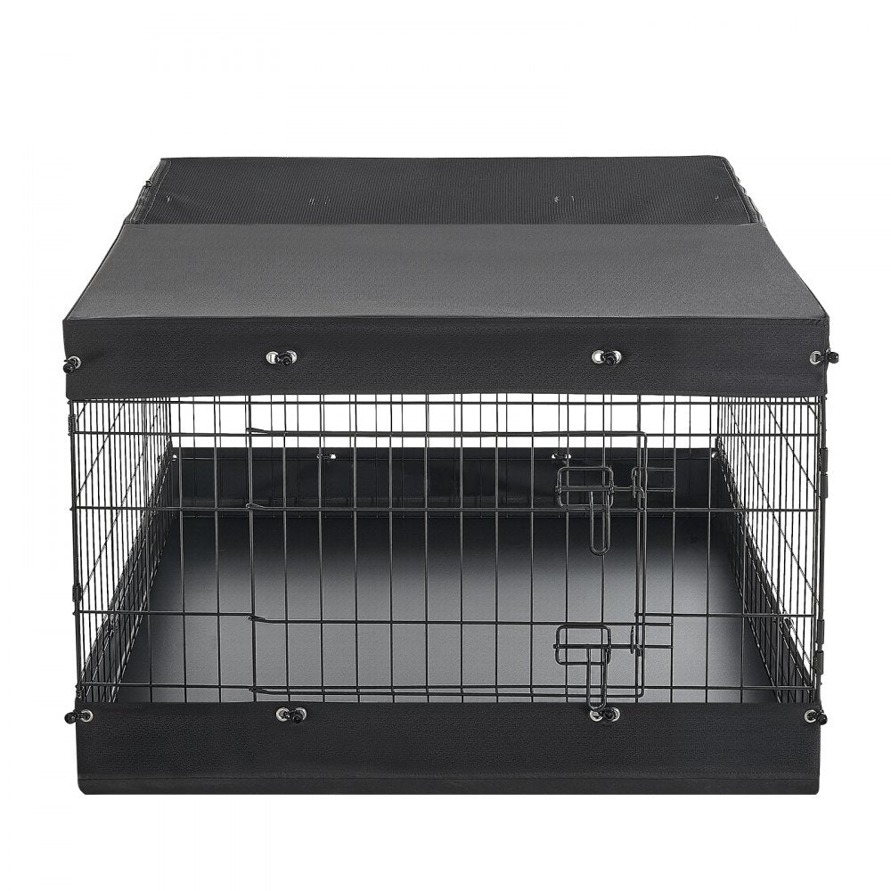 VEVOR Dog Playpen 24 Inch 4 Panels Exercise Pen with Top Cover & Bottom Pad, Indoor Foldable Metal Pet Fence with Door, Heavy Duty Puppy Crate Kennel Pen for Dogs, Cats, and Other Small Animals, Black