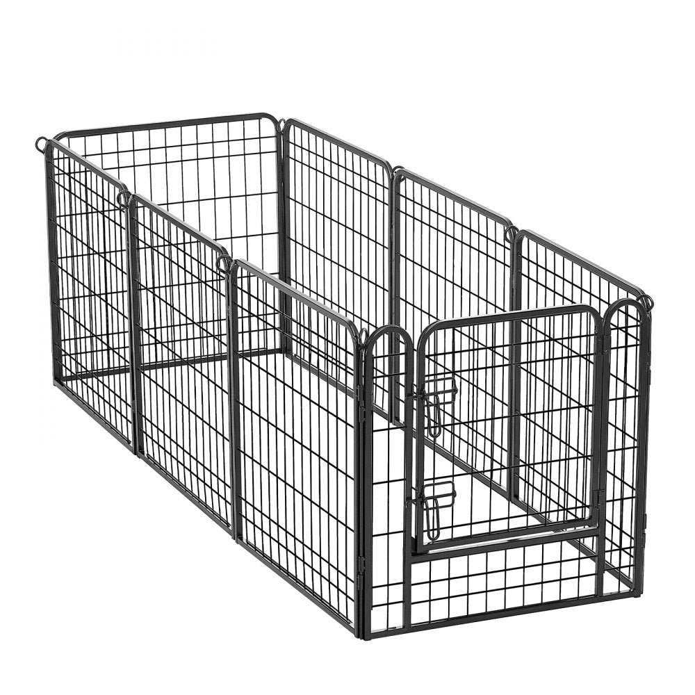 VEVOR Dog Playpen 24 Inch 8 Panels Foldable Exercise Pen with Bottom Pad, Indoor Metal Pet Fence with Door, Heavy Duty Puppy Crate Kennel, Pet Playpen for Dogs, Cats, and Other Small Animals, Black