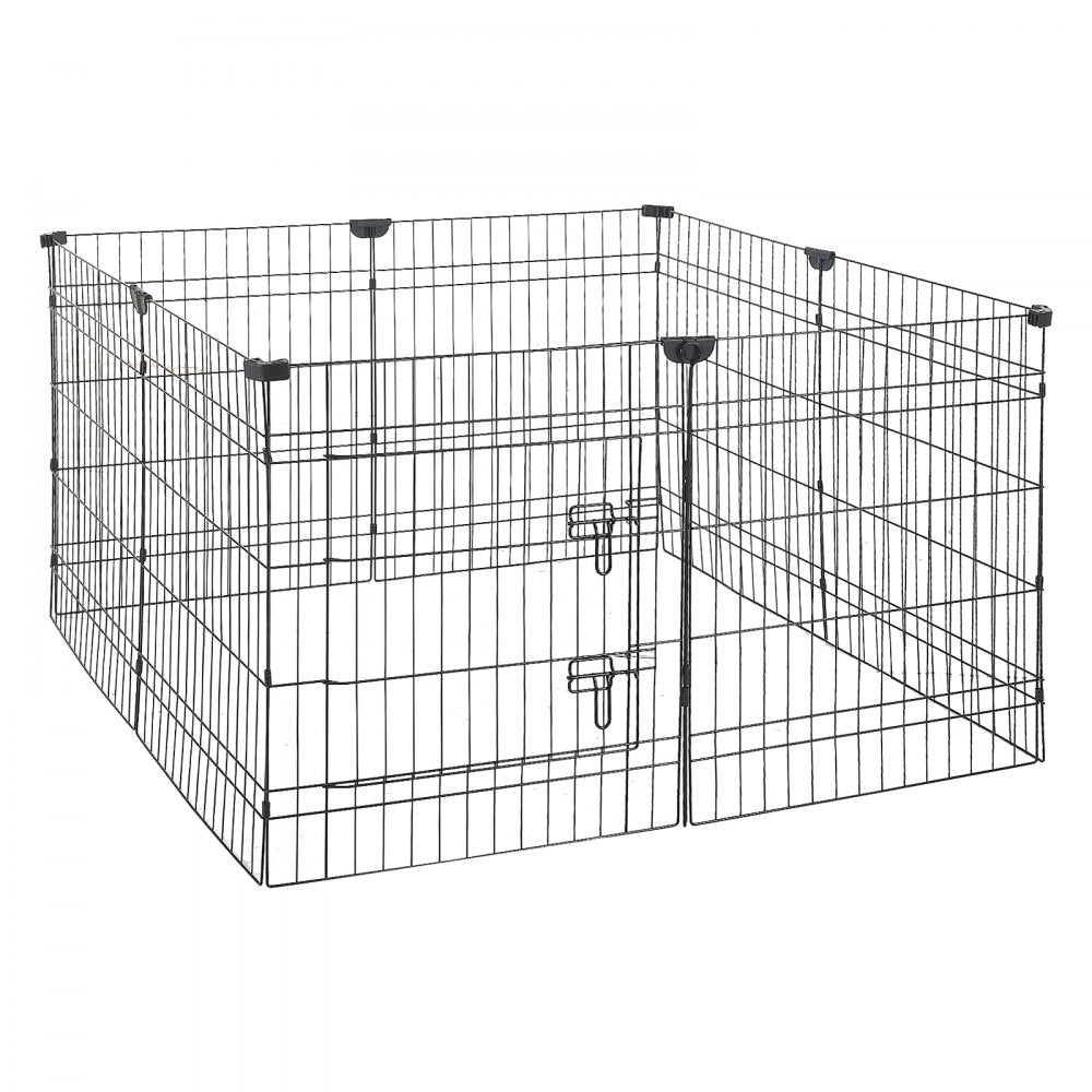 VEVOR Dog Playpen 30 Inch 8 Panels Foldable Exercise Pen with Top Cover, Indoor Metal Pet Fence with Door, Heavy Duty Puppy Crate Kennel, Pet Playpen for Dogs, Cats, and Other Small Animals, Black