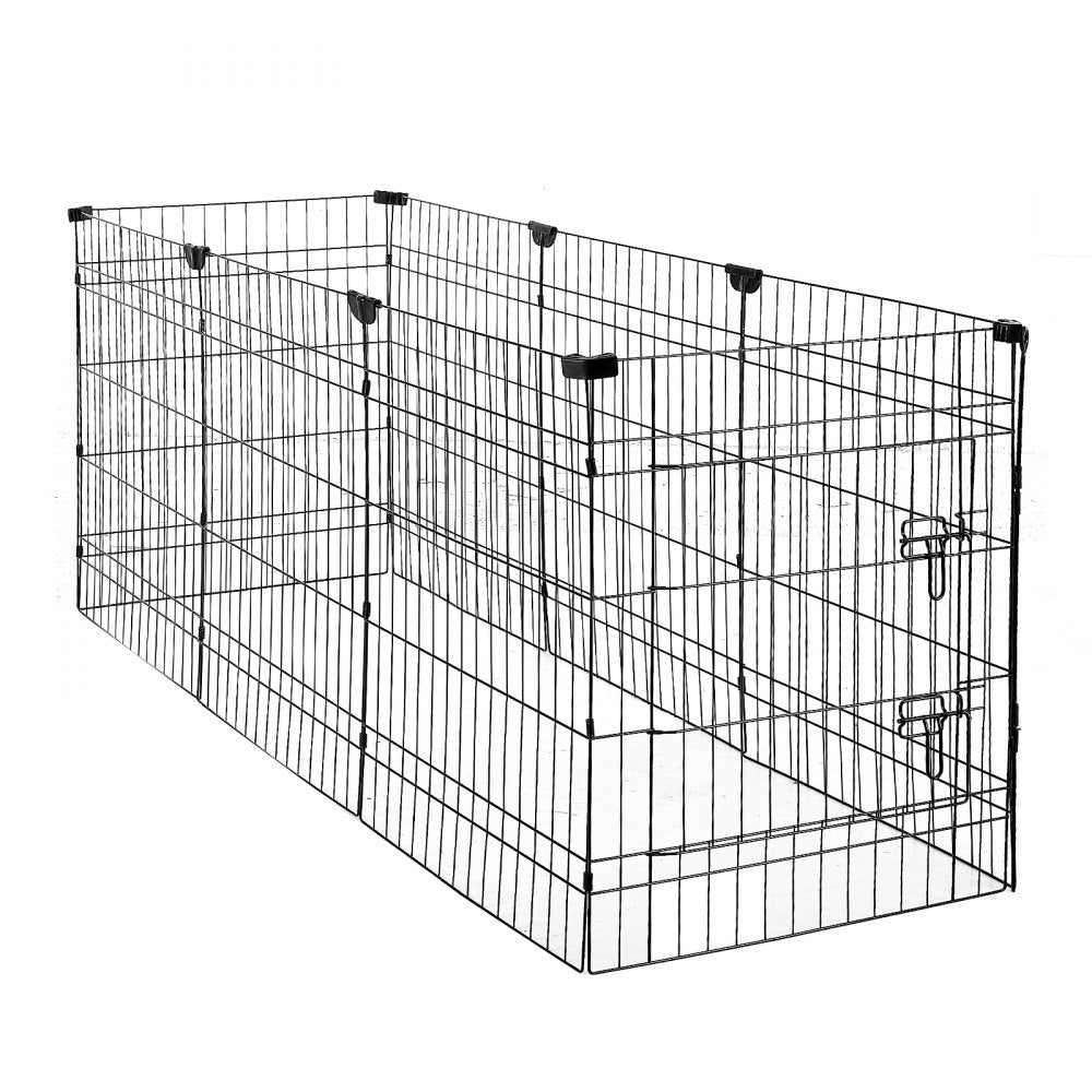 VEVOR Dog Playpen 30 Inch 8 Panels Foldable Exercise Pen with Top Cover, Indoor Metal Pet Fence with Door, Heavy Duty Puppy Crate Kennel, Pet Playpen for Dogs, Cats, and Other Small Animals, Black
