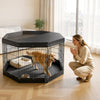 VEVOR Dog Playpen 36 Inch 8 Panels Exercise Pen with Top Cover & Bottom Pad, Indoor Foldable Metal Pet Fence with Door, Heavy Duty Puppy Crate Kennel Pen for Dogs, Cats, and Other Small Animals, Black