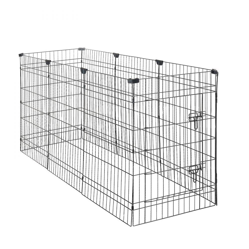 VEVOR Dog Playpen 36 Inch 8 Panels Exercise Pen with Top Cover & Bottom Pad, Indoor Foldable Metal Pet Fence with Door, Heavy Duty Puppy Crate Kennel Pen for Dogs, Cats, and Other Small Animals, Black