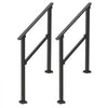 VEVOR Handrails for Outdoor Steps, 2 PCS 2-3 Step Stair Hand Rail Kit, Transitional Carbon Steel Railings with Installation Kit, Stair Rails for Seniors, Concrete & Porch & Deck, Black Square Tube