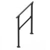 VEVOR Handrails for Outdoor Steps, 2-3 Step Stair Hand Rail Kit, Transitional Carbon Steel Railings with Installation Kit, Stair Rails for Seniors, Concrete Steps & Porch & Deck, Black Square Tube
