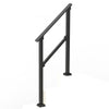 VEVOR Handrails for Outdoor Steps, 2-3 Step Stair Hand Rail Kit, Transitional Carbon Steel Railings with Installation Kit, Stair Rails for Seniors, Concrete Steps & Porch & Deck, Black Square Tube