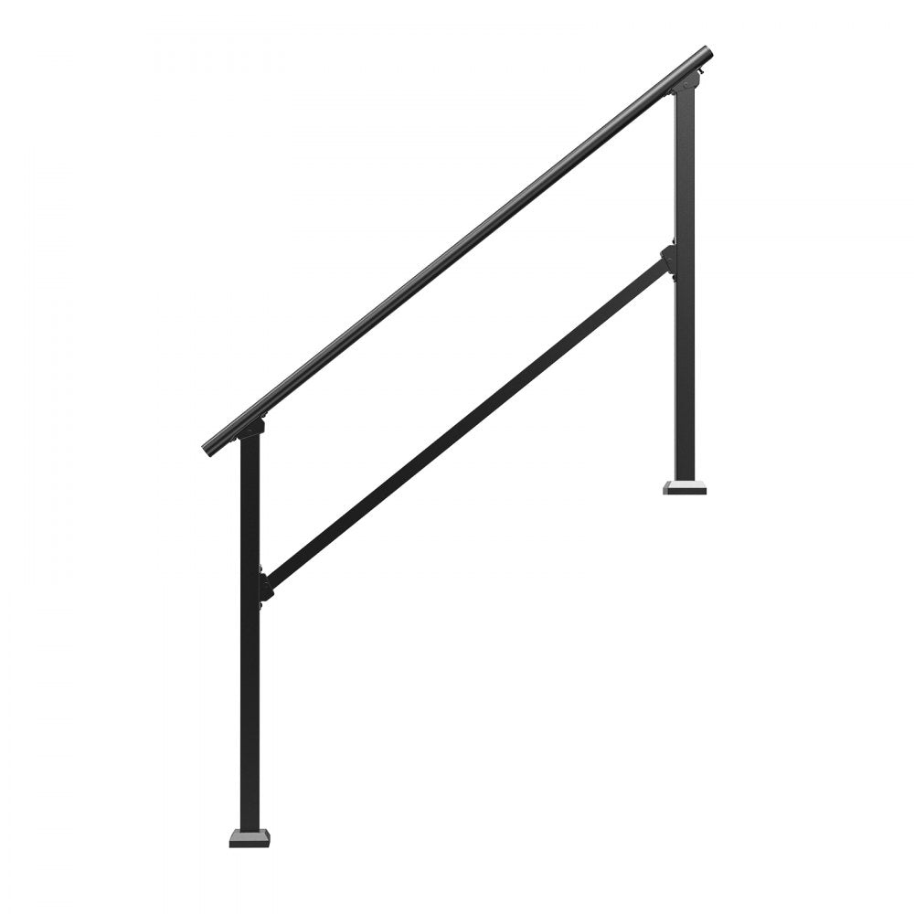 VEVOR Handrails for Outdoor Steps, 4-5 Step Stair Hand Rail Kit, Transitional Carbon Steel Railings with Installation Kit, Stair Rails for Seniors, Concrete Steps & Porch & Deck, Black Square Tube
