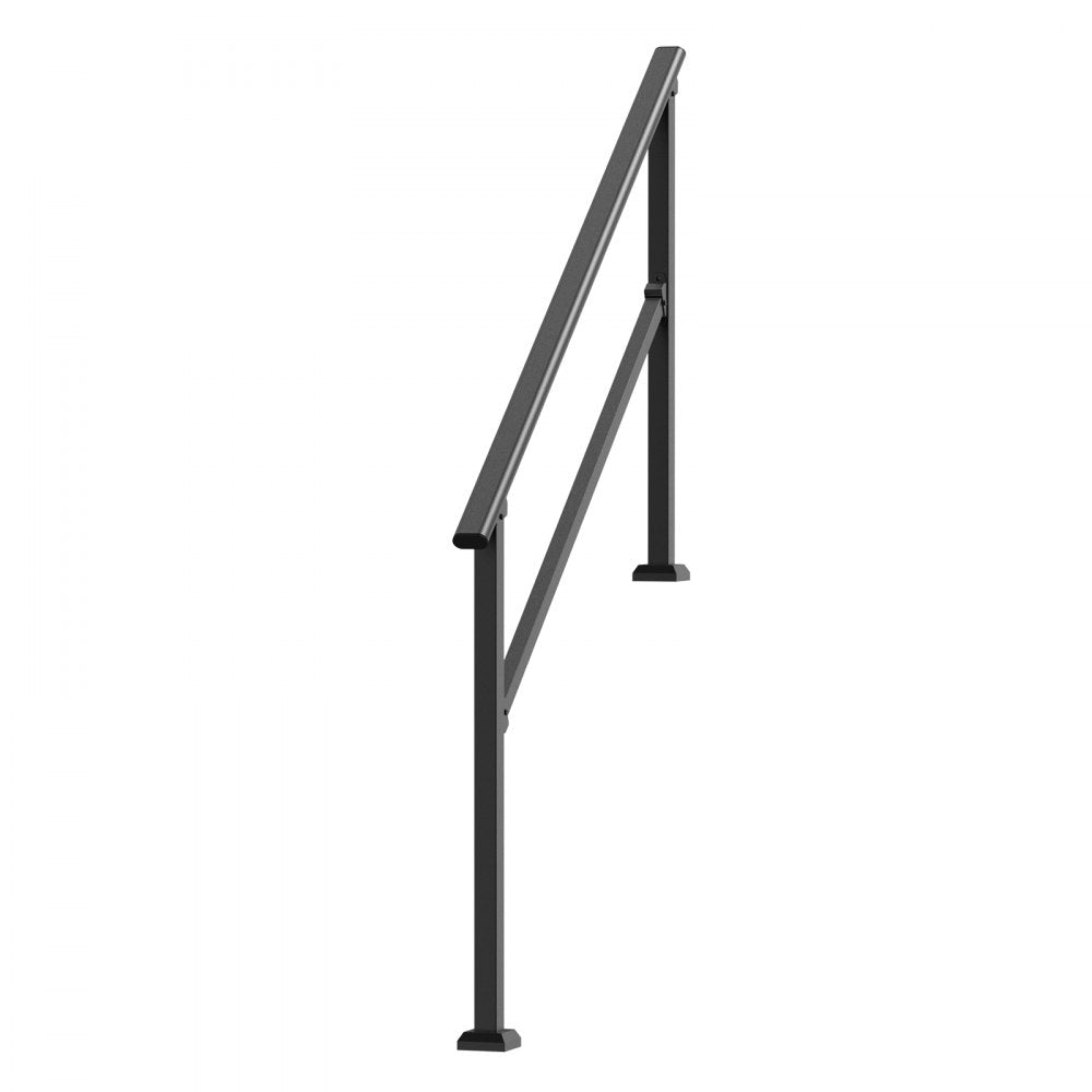VEVOR Handrails for Outdoor Steps, 4-5 Step Stair Hand Rail Kit, Transitional Carbon Steel Railings with Installation Kit, Stair Rails for Seniors, Concrete Steps & Porch & Deck, Black Square Tube