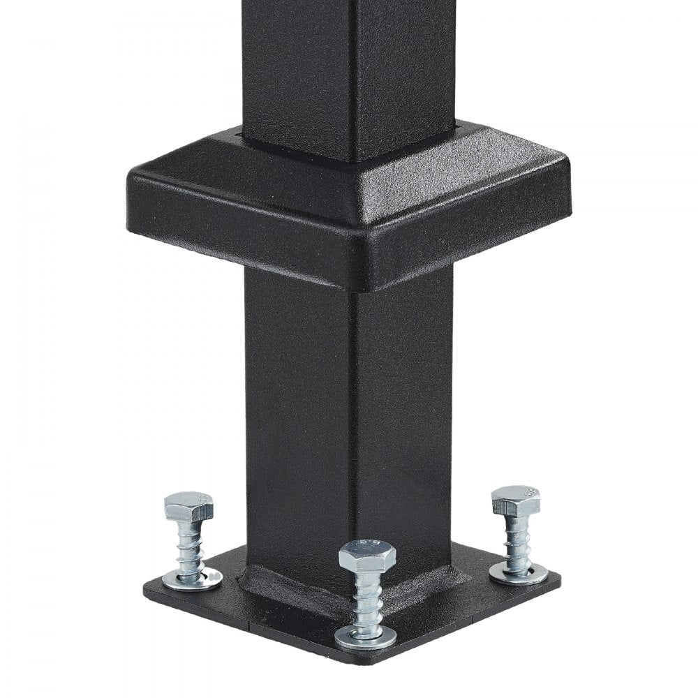 VEVOR Handrails for Outdoor Steps, 4-5 Step Stair Hand Rail Kit, Transitional Carbon Steel Railings with Installation Kit, Stair Rails for Seniors, Concrete Steps & Porch & Deck, Black Square Tube