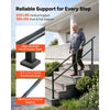 VEVOR Handrails for Outdoor Steps, 5-7 Step Stair Hand Rail Kit, Black, Square Tube Stair Rails for Seniors, Concrete Steps & Porch & Deck, Heavy-Duty Galvanized Steel Railings w/ Installation Kit