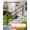 VEVOR Handrails for Outdoor Steps, 5-7 Step Stair Hand Rail Kit, Black, Square Tube Stair Rails for Seniors, Concrete Steps & Porch & Deck, Heavy-Duty Galvanized Steel Railings w/ Installation Kit