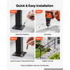 VEVOR Handrails for Outdoor Steps, 5-7 Step Stair Hand Rail Kit, Black, Square Tube Stair Rails for Seniors, Concrete Steps & Porch & Deck, Heavy-Duty Galvanized Steel Railings w/ Installation Kit