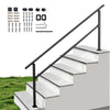 VEVOR Handrails for Outdoor Steps, 5-7 Step Stair Hand Rail Kit, Black, Square Tube Stair Rails for Seniors, Concrete Steps & Porch & Deck, Heavy-Duty Galvanized Steel Railings w/ Installation Kit