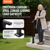 VEVOR Outdoor Handrails for Steps, 4-5 Step Stair Rail Kit, Black Square Tube with Horizontal Bar, Carbon Steel Support Rails for Seniors, Concrete & Deck Stairs, Easy Installation