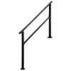 VEVOR Outdoor Handrails for Steps, 4-5 Step Stair Rail Kit, Black Square Tube with Horizontal Bar, Carbon Steel Support Rails for Seniors, Concrete & Deck Stairs, Easy Installation