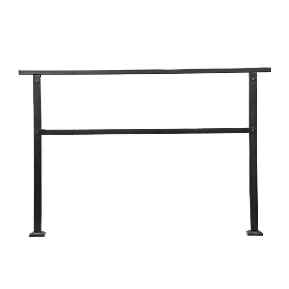VEVOR Outdoor Handrails for Steps, 4-5 Step Stair Rail Kit, Black Square Tube with Horizontal Bar, Carbon Steel Support Rails for Seniors, Concrete & Deck Stairs, Easy Installation
