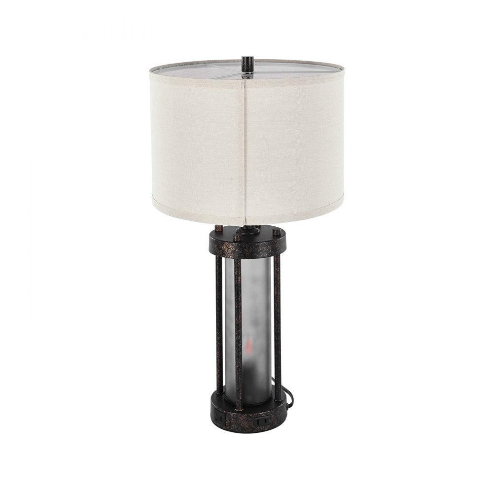 VEVOR Table Lamps Set of 2, Dimmable Farmhouse Bedside Nightstand Lamps, Vintage Lamp with LED Bulb and Linen Shades, Bedside Lamp with USB C+A Ports & AC Outlet, for Living Room, Bedroom & Office