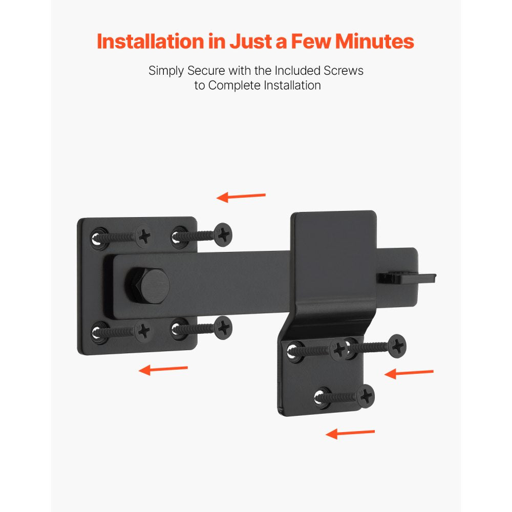 VEVOR Flip Gate Latch, Metal Heavy Duty Gate Latches, Flip Latch Hardware with High Hardness, 360° Rotating Latches, Matte Powder Coating Finish, Ideal for Fence, Garage, Pool, Garden, Black