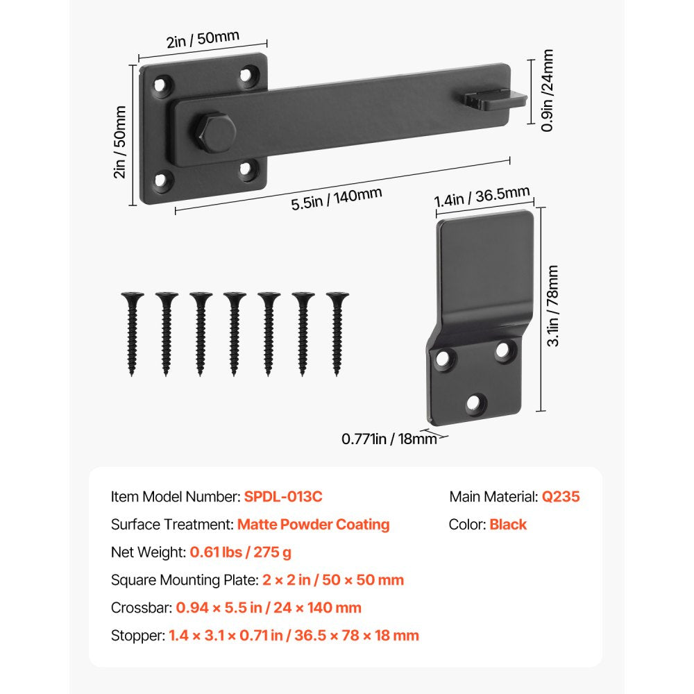 VEVOR Flip Gate Latch, Metal Heavy Duty Gate Latches, Flip Latch Hardware with High Hardness, 360° Rotating Latches, Matte Powder Coating Finish, Ideal for Fence, Garage, Pool, Garden, Black
