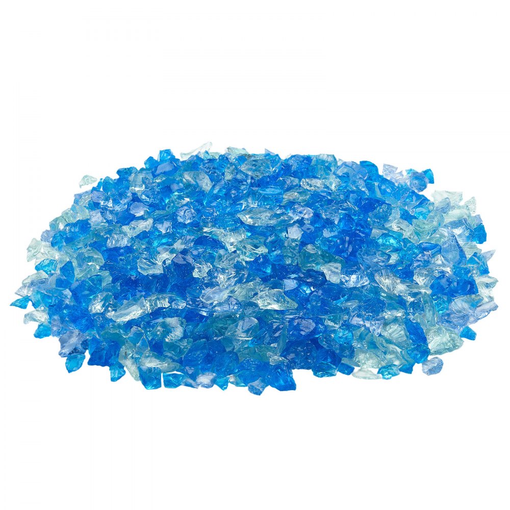VEVOR Fire Glass, 10 LBS / 4.5 KG Fireplace Rocks, 3/4-Inch / 19.05 mm Reflective Firepit Glass Rock, High Luster Stone Landscaping for Fire Pit Table, Aqua Blue + Caribbean Blue + Aqua Green