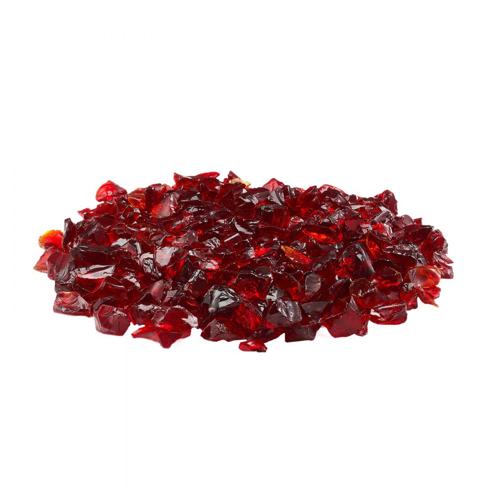 VEVOR Fire Glass, 10 LBS / 4.5 KG Smokeless & High-Temperature Resistant Fireplace Rocks, 3/4-Inch / 19.05 mm Reflective Firepit Glass Rock, High Luster Stone Landscaping for Fire Pit Table, Red