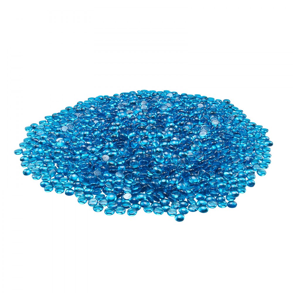 VEVOR Fire Glass, 20 lbs / 9.0 kg High-Temperature Resistant Fireplace Rocks, 3/4-Inch / 19.05 mm Reflective Firepit Glass Beads, High Luster Stone Landscaping for Fire Pit Table, Caribbean Blue