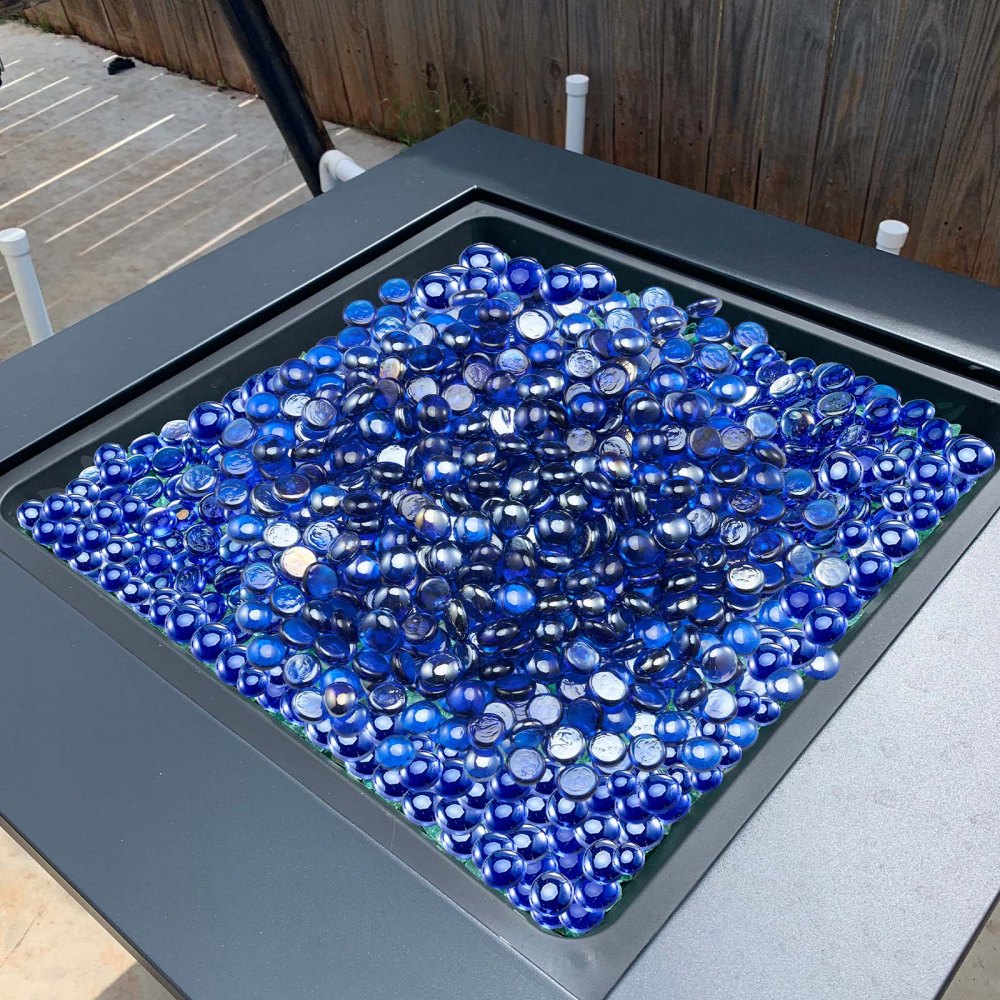 VEVOR Fire Glass, 10LBS/4.5KG High-Temperature Resistant Fireplace Rocks, 3/4-Inch / 19.05 mm Reflective & Smokeless Firepit Glass Beads, High Luster Stone Landscaping for Fire Pit Table, Cobalt Blue