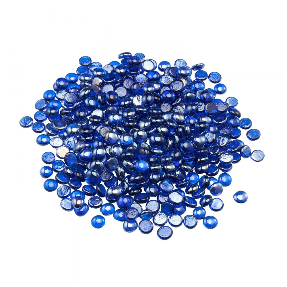 VEVOR Fire Glass, 10LBS/4.5KG High-Temperature Resistant Fireplace Rocks, 3/4-Inch / 19.05 mm Reflective & Smokeless Firepit Glass Beads, High Luster Stone Landscaping for Fire Pit Table, Cobalt Blue