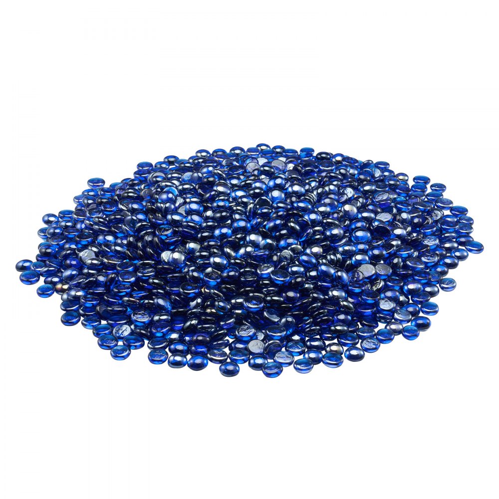 VEVOR Fire Glass, 10LBS/4.5KG High-Temperature Resistant Fireplace Rocks, 3/4-Inch / 19.05 mm Reflective & Smokeless Firepit Glass Beads, High Luster Stone Landscaping for Fire Pit Table, Cobalt Blue