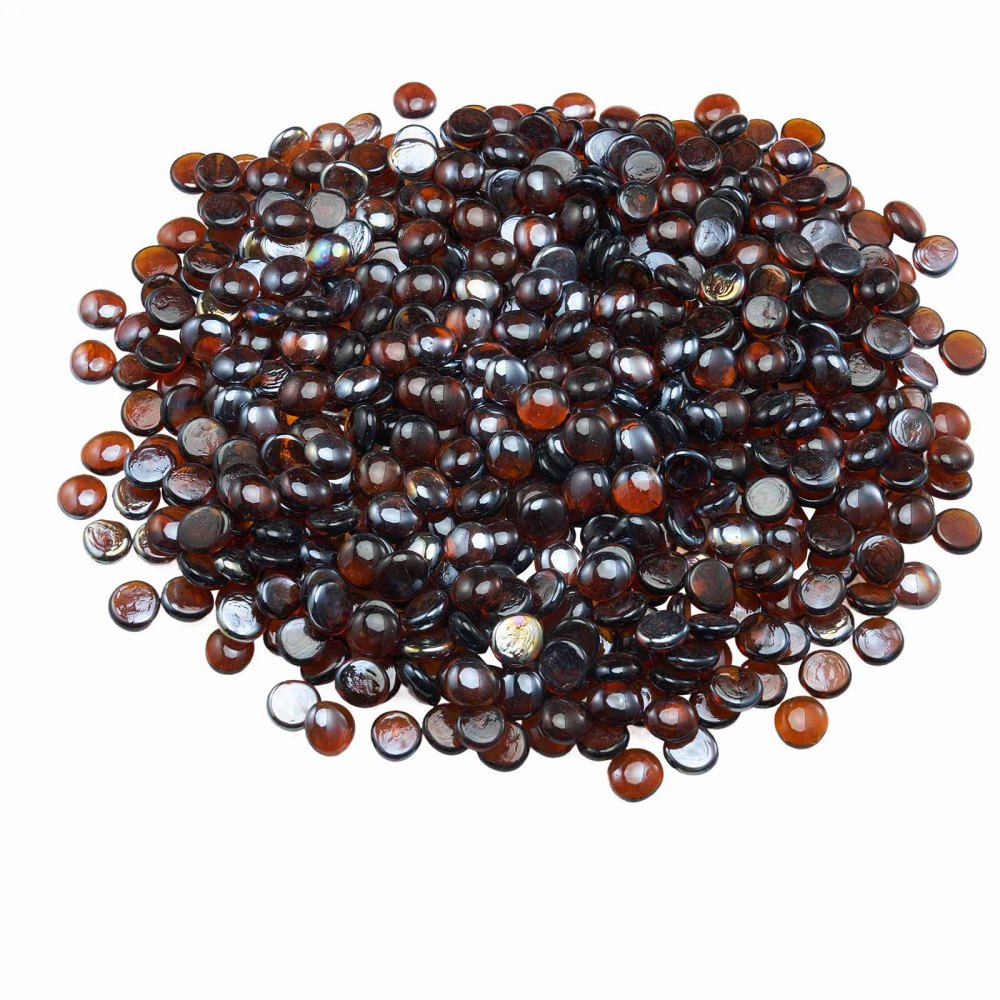 VEVOR Fire Glass, 10LBS / 4.5KG High-Temperature Resistant Fireplace Rocks, 3/4-Inch / 19.05 mm Reflective & Smokeless Firepit Glass Beads, High Luster Stone Landscaping for Fire Pit Table, Rich Amber