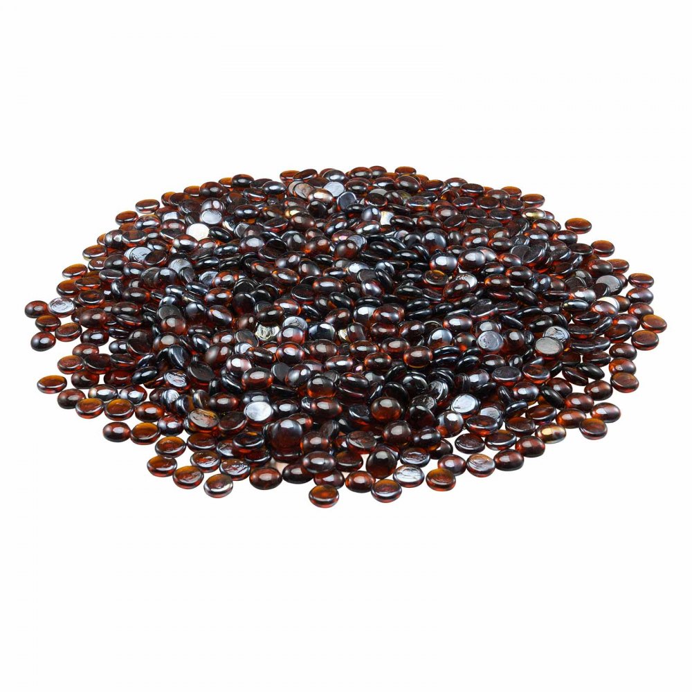VEVOR Fire Glass, 10LBS / 4.5KG High-Temperature Resistant Fireplace Rocks, 3/4-Inch / 19.05 mm Reflective & Smokeless Firepit Glass Beads, High Luster Stone Landscaping for Fire Pit Table, Rich Amber