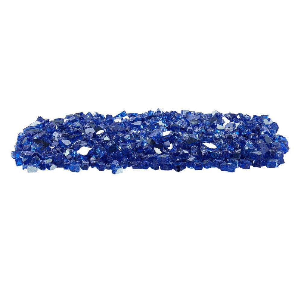 VEVOR Fire Glass, 20LBS / 9KG High-Temperature Resistant Fireplace Rocks, 1/2-Inch / 12.7 mm Reflective & Smokeless Firepit Glass Rock, High Luster Stone Landscaping for Fire Pit Table, Cobalt Blue