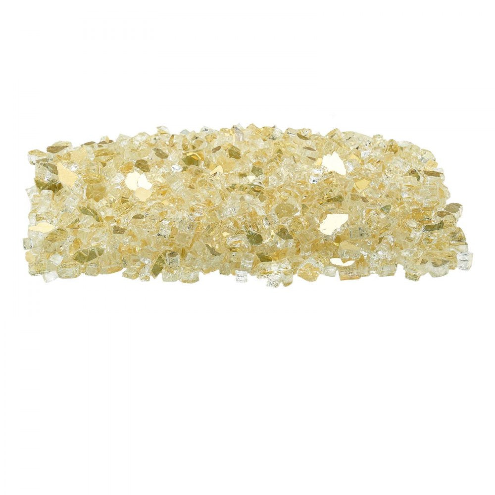 VEVOR Fire Glass, 10 LBS / 4.5 KG High-Temperature Resistant Fireplace Rocks, 1/2-Inch / 12.7 mm Reflective & Smokeless Firepit Glass Rock, High Luster Stone Landscaping for Fire Pit Table, Gold