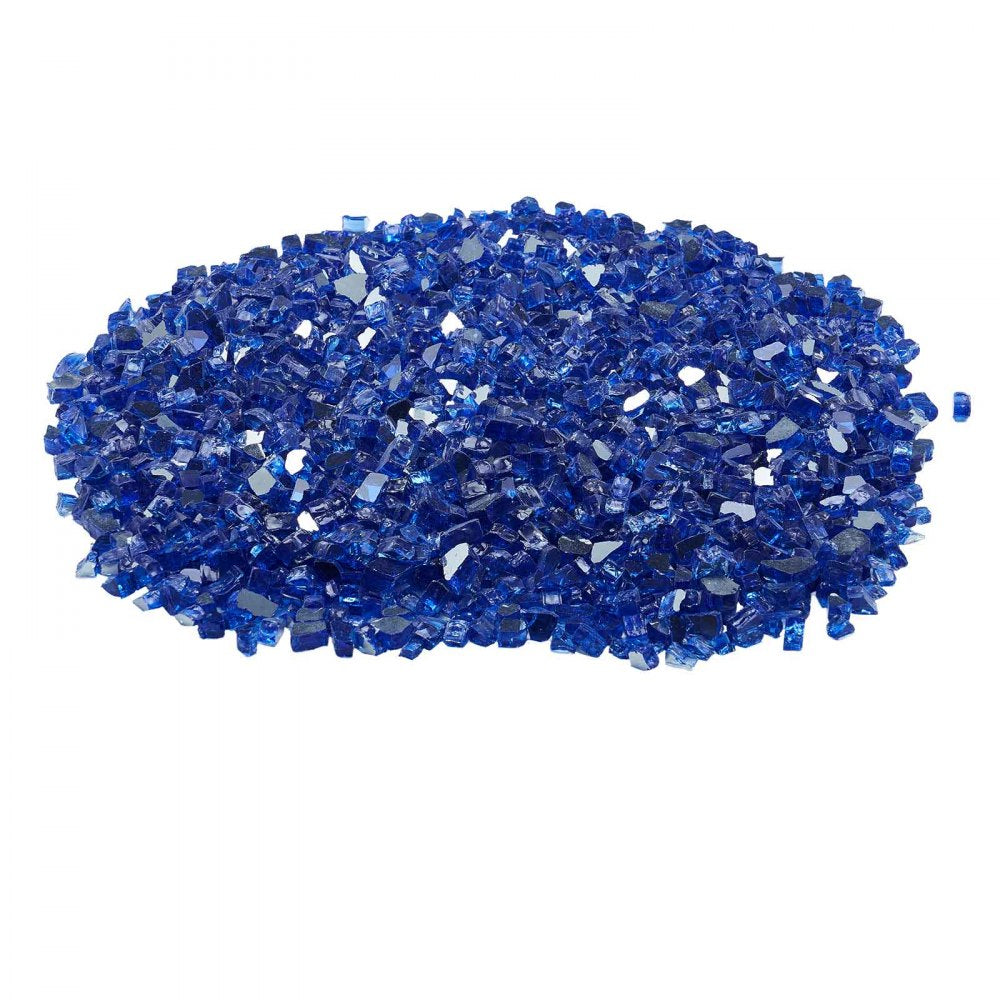 VEVOR Fire Glass, 35LBS / 15.88KG High-Temperature Resistant Fireplace Rocks, 1/2-Inch / 12.7mm Reflective & Smokeless Firepit Glass Rock, High Luster Stone Landscaping for Fire Pit Table, Cobalt Blue