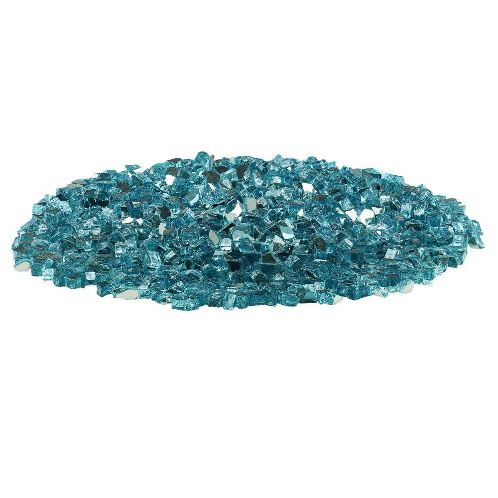VEVOR Fire Glass, 10 LBS / 4.5 KG High-Temperature Resistant Fireplace Rocks, 1/2-Inch / 12.7 mm Reflective & Smokeless Firepit Glass Rock, High Luster Stone Landscaping for Fire Pit Table, Aqua Blue