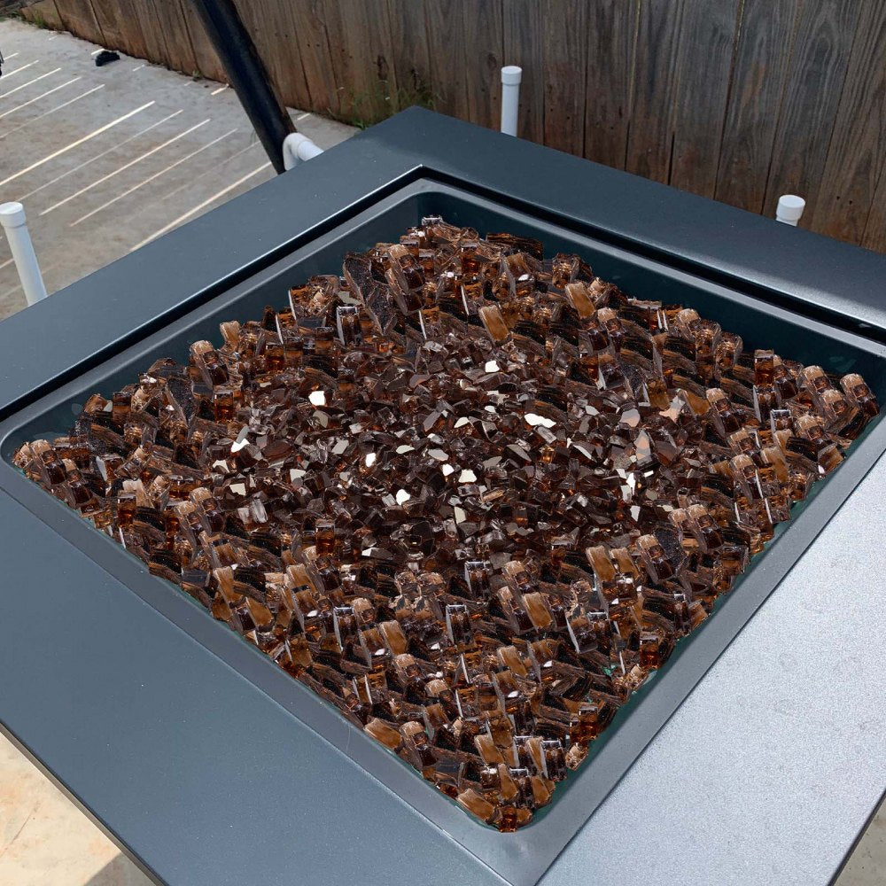 VEVOR Fire Glass, 20 LBS / 9.0 KG High-Temperature Resistant Fireplace Rocks, 1/2-Inch / 12.7 mm Reflective & Smokeless Firepit Glass Rock, High Luster Stone Landscaping for Fire Pit Table, Copper