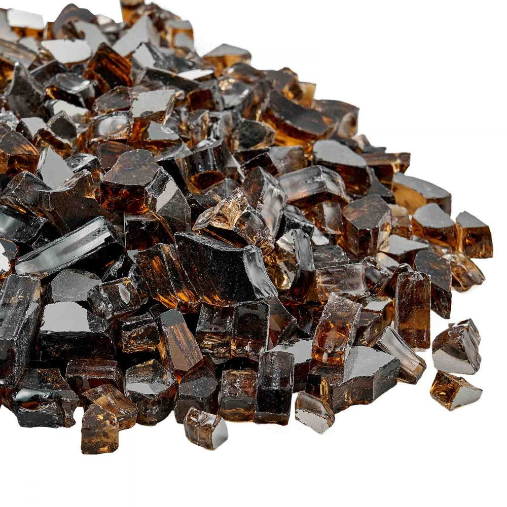 VEVOR Fire Glass, 20 LBS / 9.0 KG High-Temperature Resistant Fireplace Rocks, 1/2-Inch / 12.7 mm Reflective & Smokeless Firepit Glass Rock, High Luster Stone Landscaping for Fire Pit Table, Copper