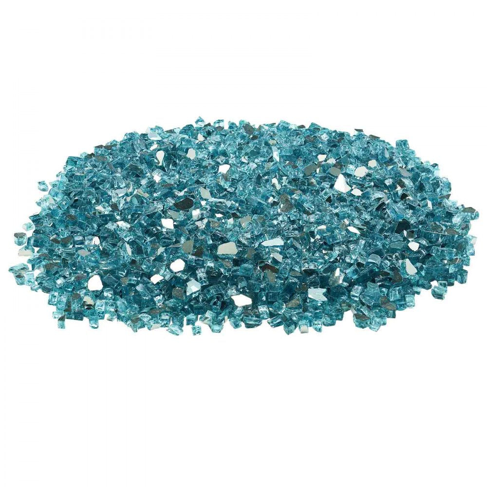 VEVOR Fire Glass, 20 LBS / 9 KG High-Temperature Resistant Fireplace Rocks, 1/2-Inch / 12.7 mm Reflective & Smokeless Firepit Glass Rock, High Luster Stone Landscaping for Fire Pit Table, Aqua Blue