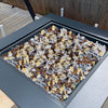 VEVOR Fire Glass, 10 LBS / 4.5 KG High-Temperature Resistant Fireplace Rocks, 1/2-Inch / 12.7 mm Reflective Firepit Glass Rock, High Luster Stone Landscaping for Fire Pit Table, Copper + Clear + Gold