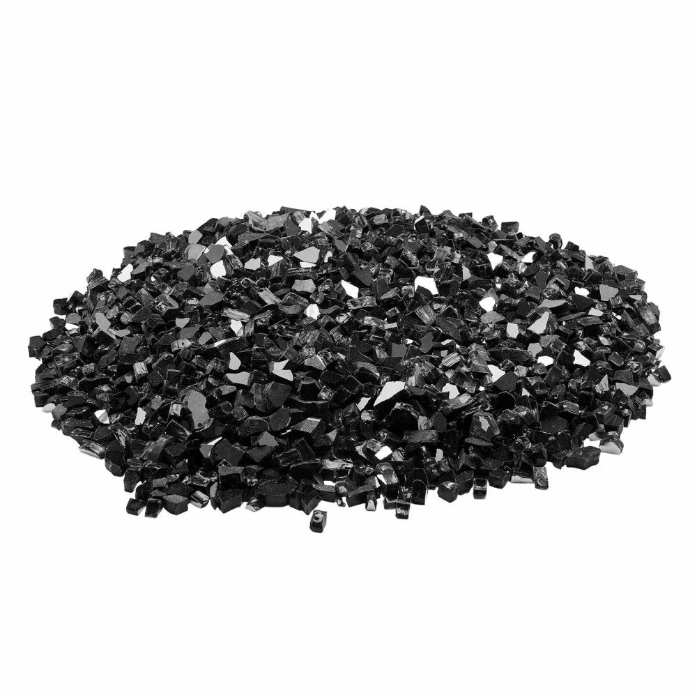VEVOR Fire Glass, 10 LBS / 4.5 KG High-Temperature Resistant Fireplace Rocks, 1/2-Inch / 12.7 mm Reflective & Smokeless Firepit Glass Rock, High Luster Stone Landscaping for Fire Pit Table, Black