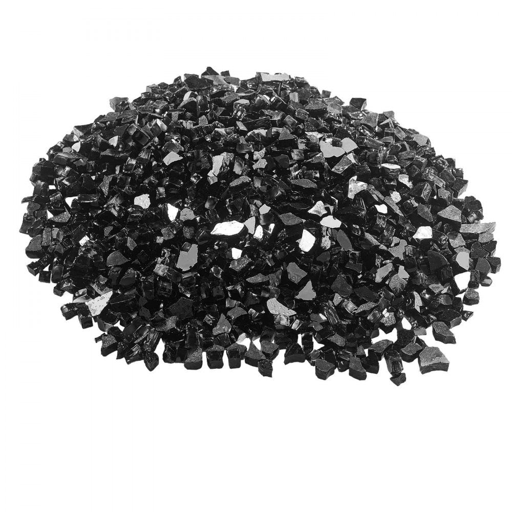 VEVOR Fire Glass, 10 LBS / 4.5 KG High-Temperature Resistant Fireplace Rocks, 1/2-Inch / 12.7 mm Reflective & Smokeless Firepit Glass Rock, High Luster Stone Landscaping for Fire Pit Table, Black
