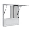 VEVOR Concession Window Folding Shelf 36x36in Aluminum Alloy Service Window, for Food Truck, Up to 85 Degrees, with 4 Sliding Screen Windows, Awning Door and Drag Hook, Rainwater Resistant