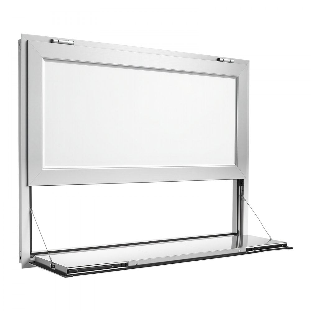 VEVOR Concession Window Folding Shelf 48x36in Aluminum Alloy Service Window, for Food Truck, Up to 85 Degrees, with Awning Door and Drag Hook, Rainwater Resistant