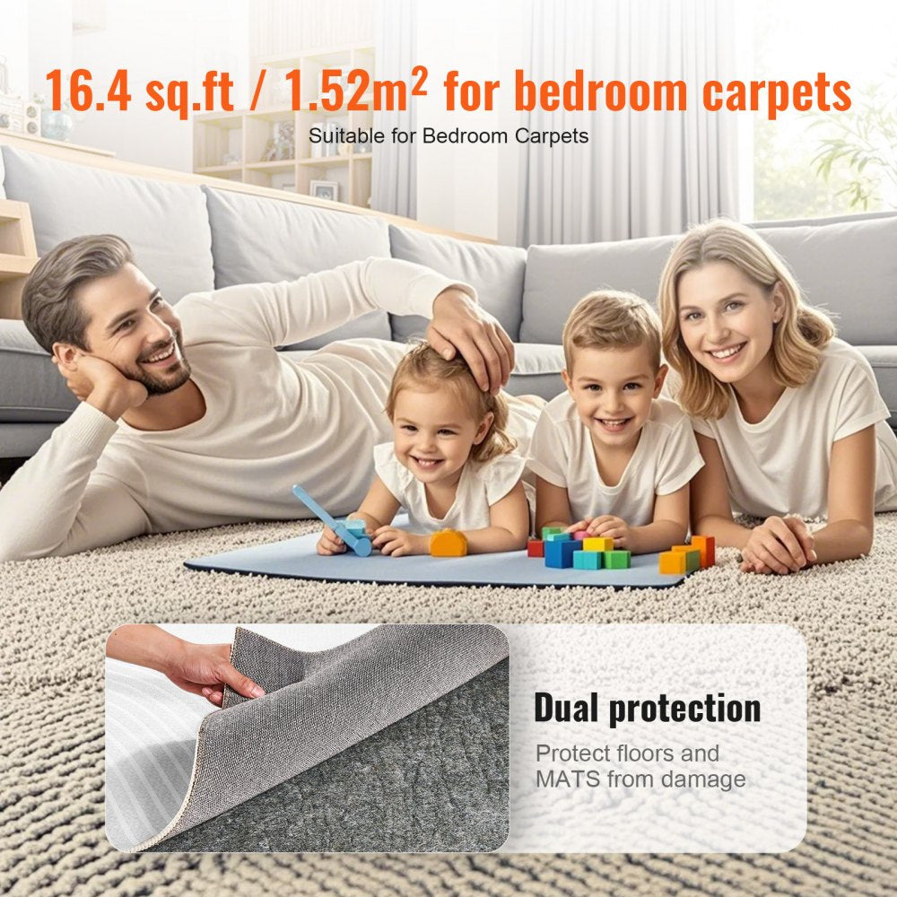 VEVOR - Slip-Resistant Rug Pad - Protective Cushioning Carpet Pad - 5' x 8' - 1/4"Thick - Dual Surface - Polyester Felt + Latex - Gray - 3-4㎡ Area Carpet Padding Rug Cushion Safe for All Floors