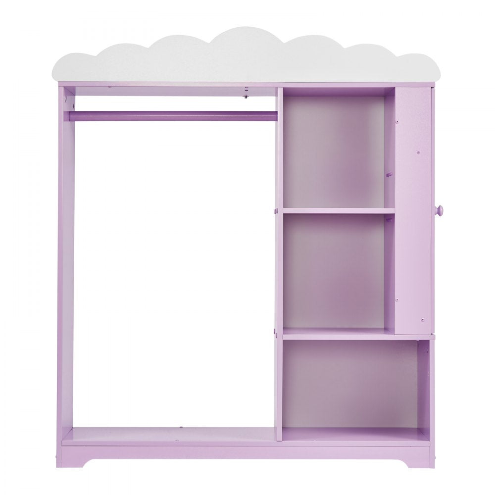VEVOR Kids Dress Up Storage, with Jewelry Cabinet, Dress Up Closet with Mirror and Shelves, Princess Costumes Wardrobe Closet, Toddler Costume Organizer Armoire, for Bedroom, Kids Room, Girls, Purple