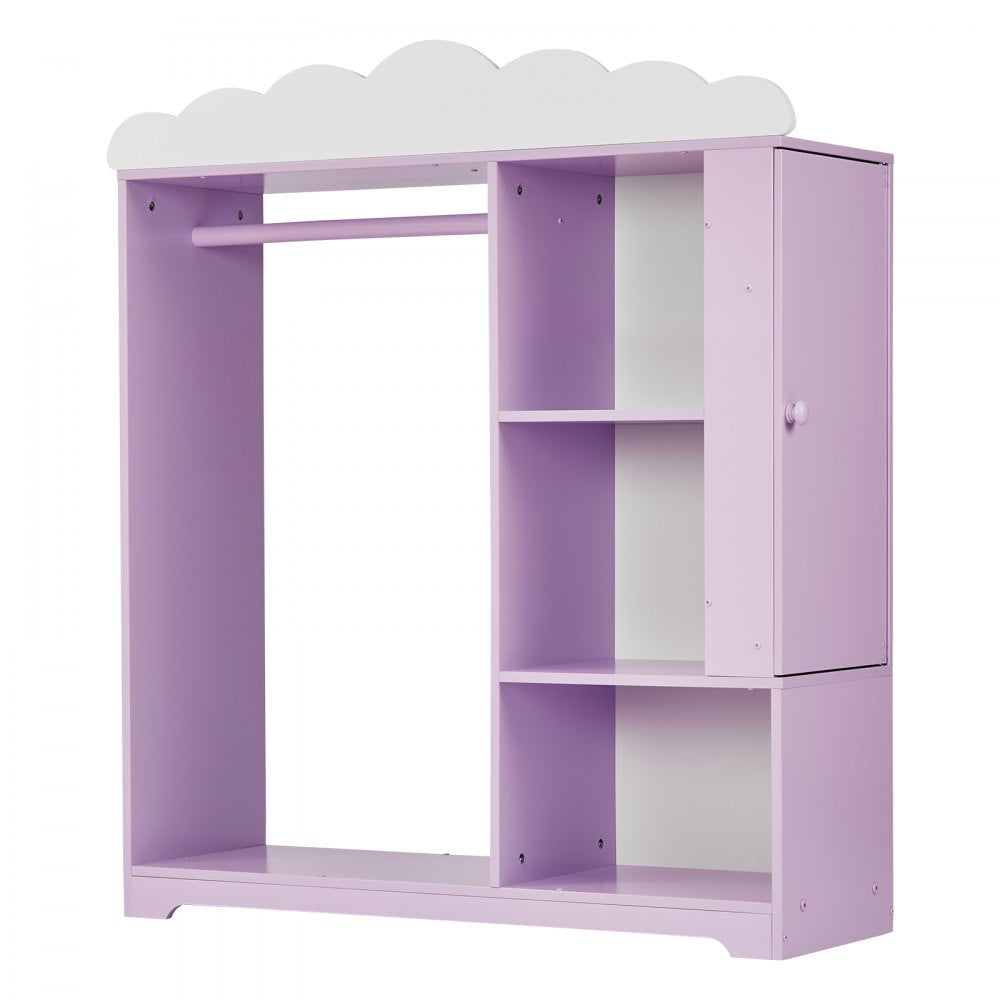 VEVOR Kids Dress Up Storage, with Jewelry Cabinet, Dress Up Closet with Mirror and Shelves, Princess Costumes Wardrobe Closet, Toddler Costume Organizer Armoire, for Bedroom, Kids Room, Girls, Purple