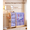 VEVOR Kids Dress Up Storage, with Mirror, Wooden Kids Dress Up Rack, Toddler Wardrobe Closet for Little Girls, Storage Armoire, Costume Organizer, Children Playroom Furniture, for Bedroom, Natural