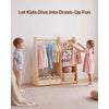 VEVOR Kids Dress Up Storage, with Mirror, Dress Up Closet, Toddler Wardrobe Closet for Little Girls, Armoire with Shelves & Bottom Tray, Costume Organizer, Toddler Room Furniture, for Bedroom, Natural