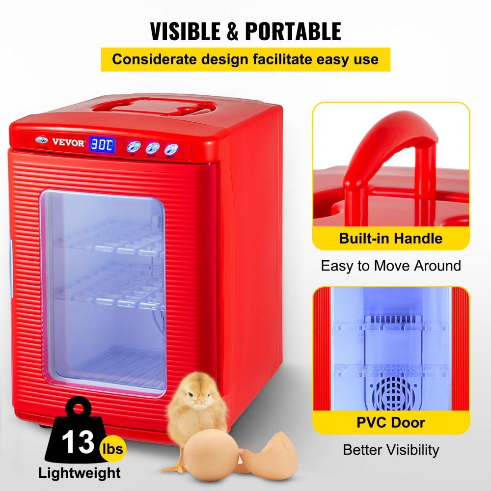 VEVOR Reptile Incubator 25L Digital Egg Incubator 5-42°C for Small Reptiles